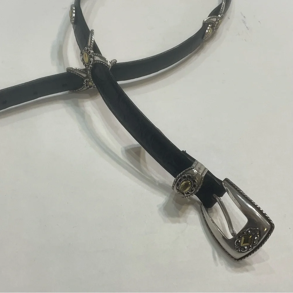 Brighton Black Leather Belt Silver Accent. Size M/30. Style 40383. Pre-owned.